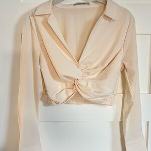 Abercrombie & Fitch Cream Twist Front Blouse